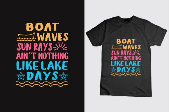 Boat Waves Sun Rays Graphics for T-Shirt Designs