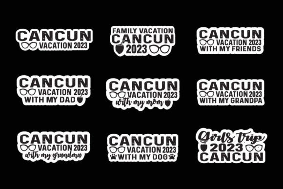 Cancun Summer Vacation Beach Stickers: Graphics & T-Shirt Designs