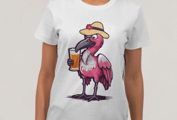 Flamingo Drinking Beer SVG: Summer Graphics for T-Shirt Designs