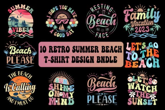 Retro Summer Beach Graphics & Illustrations Bundle