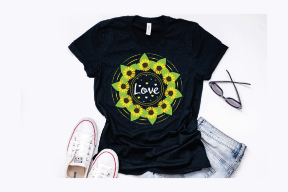 Summer Floral Sunflower Colorful Design: A Vibrant Graphic for T-Shirt and Branding Use