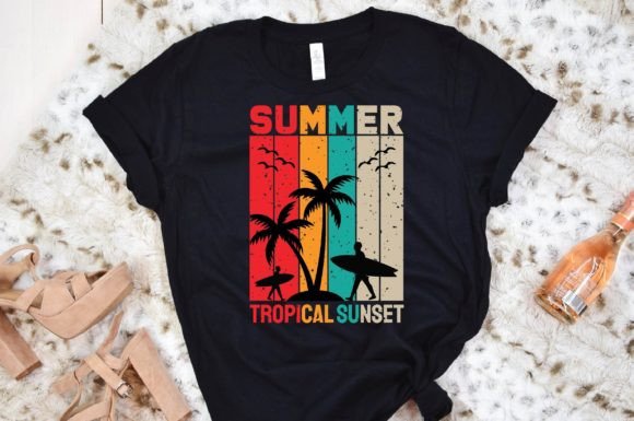 Summer Tropical Sunset T-Shirt Design – Graphics for Versatile T-Shirt Designs