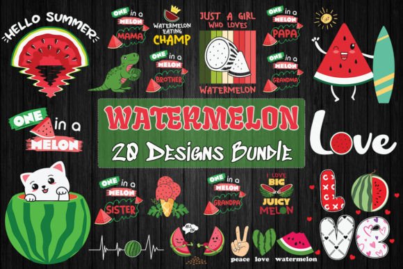 Watermelon SVG Bundle 20 Designs: Graphics & T-Shirt Designs